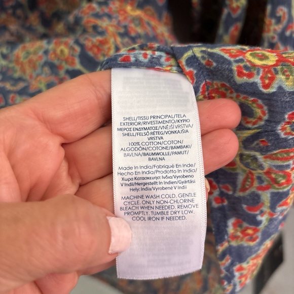 Chaps Women’s 2X Blue Floral Square Neck 3/4 Sleeve Gauzy Blouse NEW!!! - Picture 7 of 9